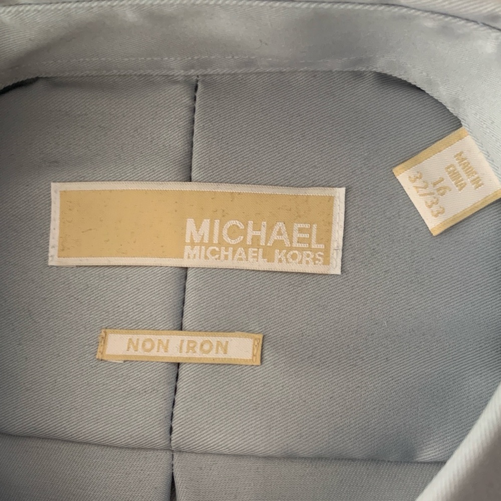 NWT Michael Kors Men's Steel Gray Non-iron Dress Shirt. MSRP $98 - Picture 2 of 5